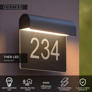THESI LED - Applique murale Intérieur/Extérieur - LED - 1x8W 3000K - IP54 - Noir