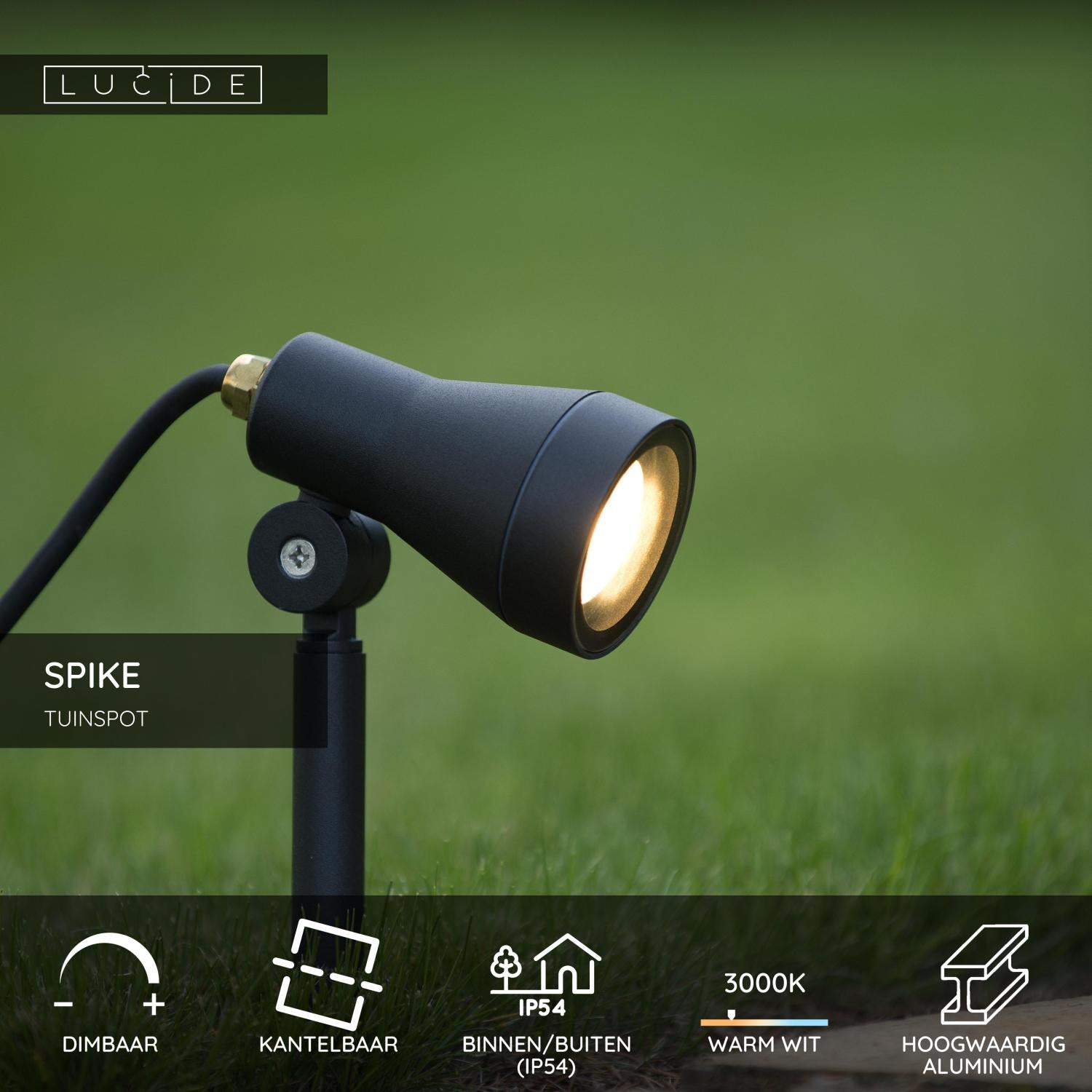 SPIKE - Garden spot - Ø 6.5 cm - LED Dimmable - GU10 - 1x5W 3000K - IP54 - Black