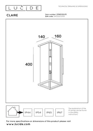CLAIRE - Wall light Indoor/Outdoor - 2xE27 - IP54 - White