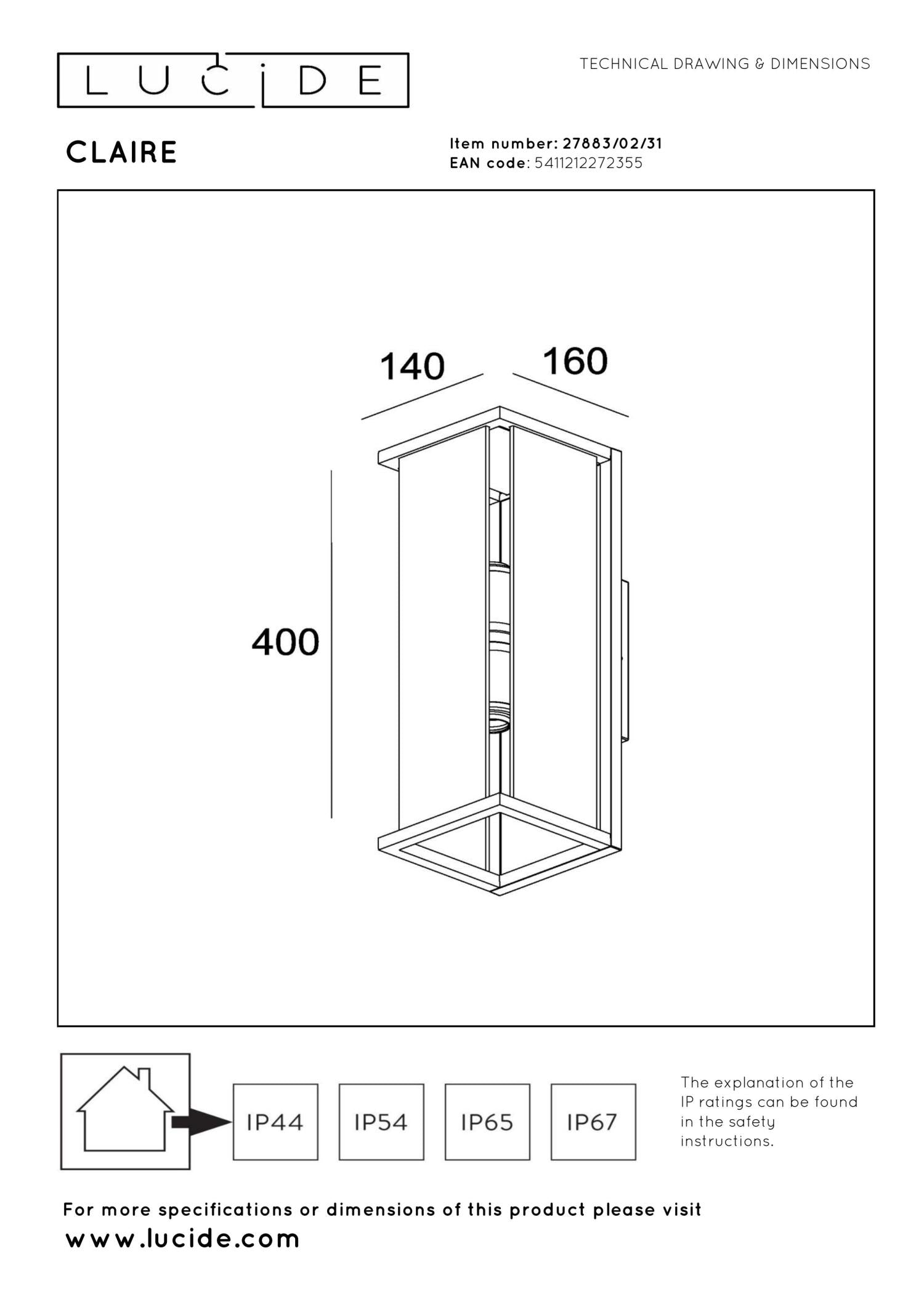 CLAIRE - Wall light Indoor/Outdoor - 2xE27 - IP54 - White