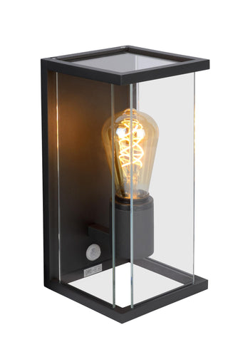 CLAIRE - Wandlamp Binnen/Buiten - 1xE27 - IP54 - Beweging & dag/nacht sensor - Antraciet