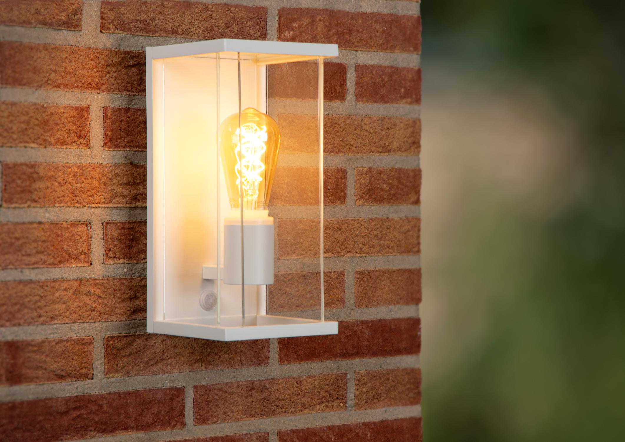 CLAIRE - Wandlamp Binnen/Buiten - 1xE27 - IP54 - Beweging & dag/nacht sensor - Wit