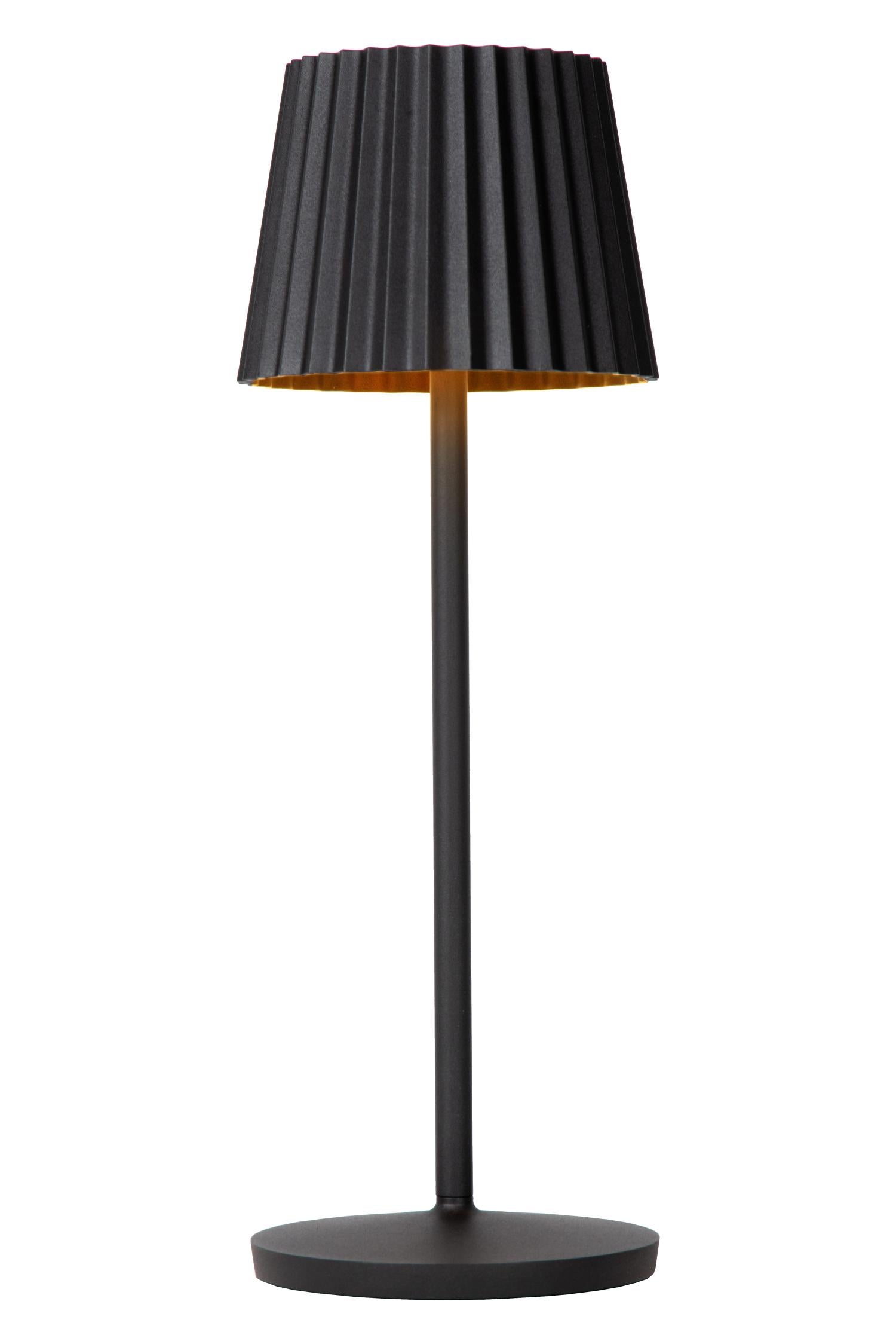 JUSTINE - Oplaadbare Tafellamp Binnen/Buiten - Accu/Batterij - LED Dimb. - 1x2W 2700K - IP54 - Met draadloos oplaadstation - Zwart