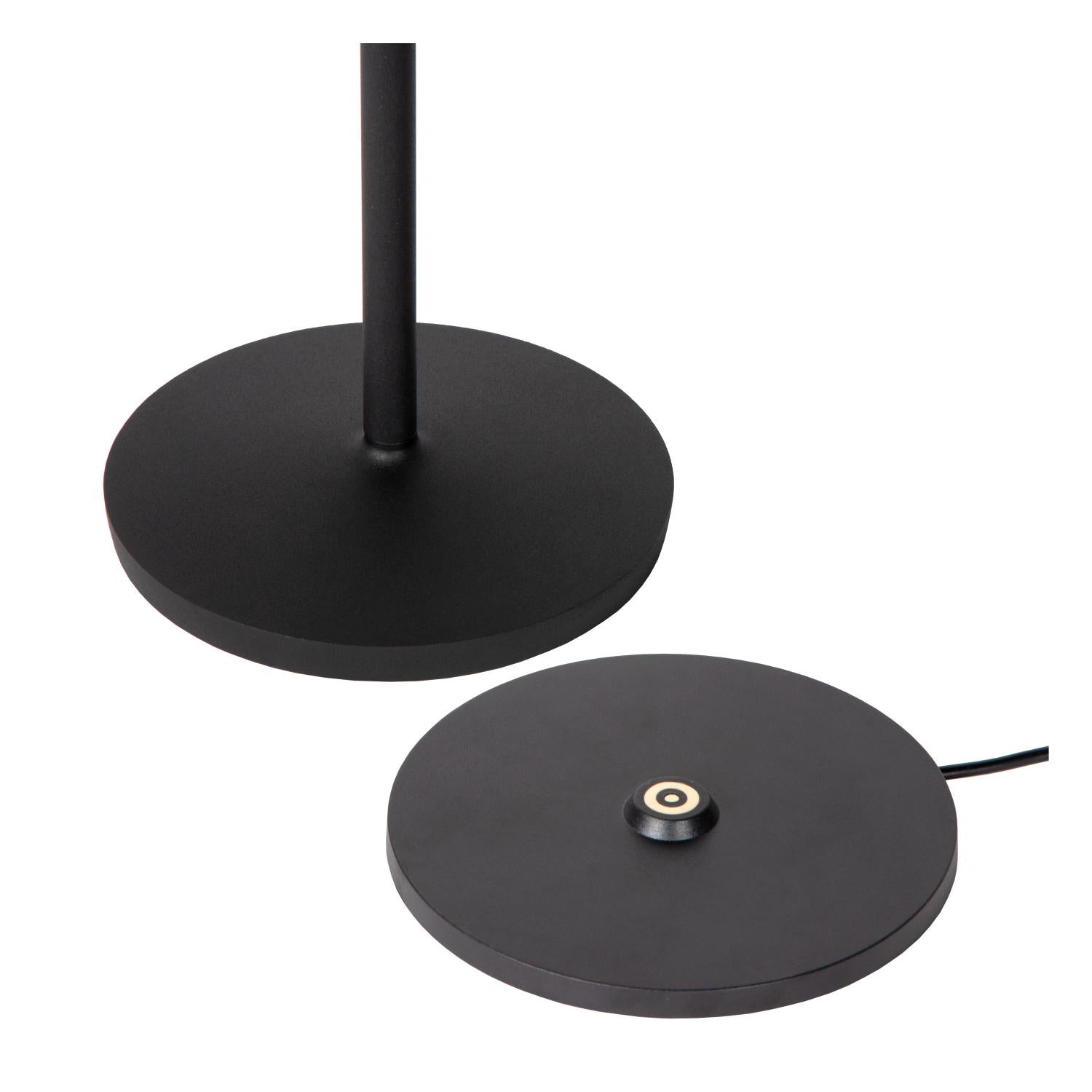 JUSTINE - Oplaadbare Tafellamp Binnen/Buiten - Accu/Batterij - LED Dimb. - 1x2W 2700K - IP54 - Met draadloos oplaadstation - Zwart