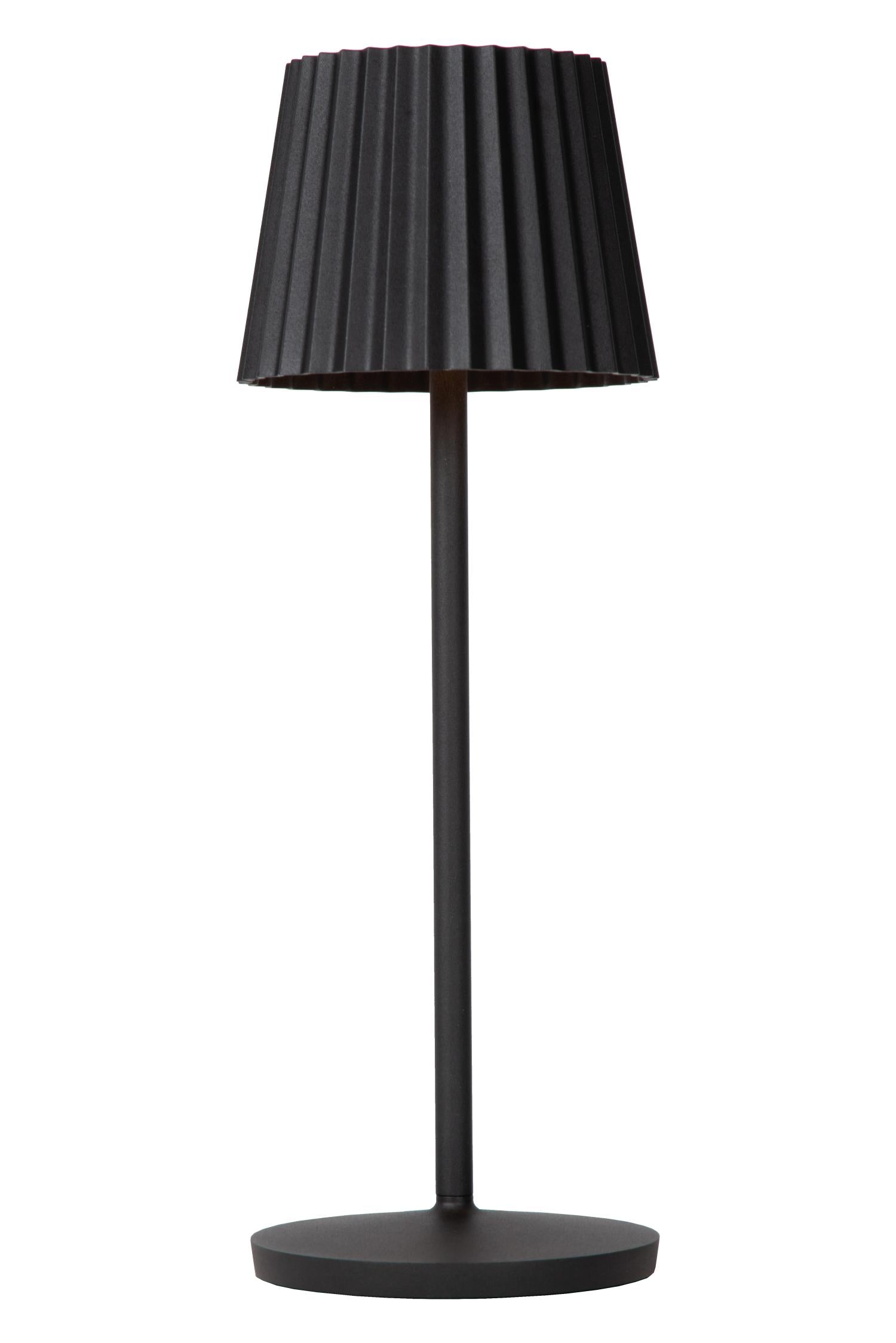 JUSTINE - Oplaadbare Tafellamp Binnen/Buiten - Accu/Batterij - LED Dimb. - 1x2W 2700K - IP54 - Met draadloos oplaadstation - Zwart
