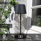 JUSTINE - Oplaadbare Tafellamp Binnen/Buiten - Accu/Batterij - LED Dimb. - 1x2W 2700K - IP54 - Met draadloos oplaadstation - Zwart