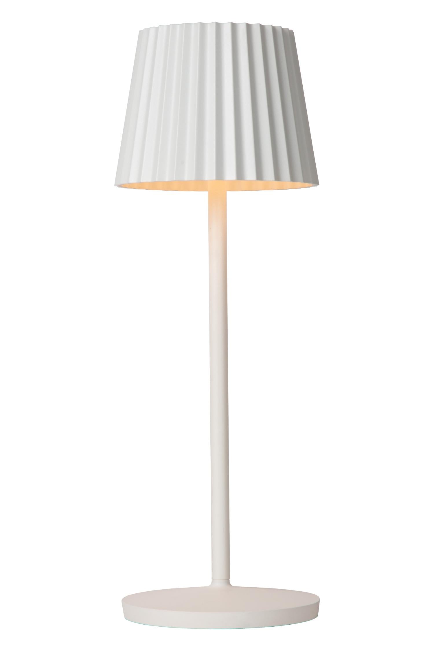 JUSTINE - Lampe de table rechargeable Intérieur/Extérieur - Batterie/Pile - LED Var. - 1x2W 2700K - IP54 - Avec station de charge sans fil - Blanc