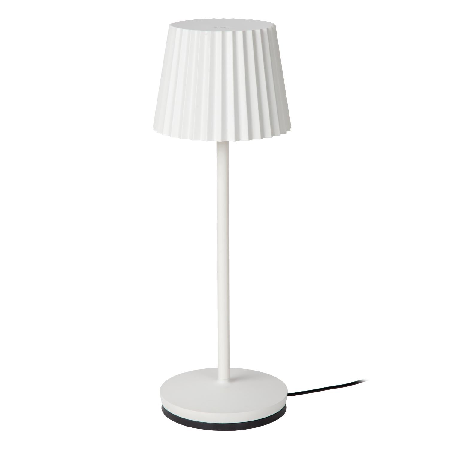 JUSTINE - Lampe de table rechargeable Intérieur/Extérieur - Batterie/Pile - LED Var. - 1x2W 2700K - IP54 - Avec station de charge sans fil - Blanc