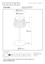 JUSTINE - Oplaadbare Tafellamp Binnen/Buiten - Accu/Batterij - LED Dimb. - 1x2W 2700K - IP54 - Met draadloos oplaadstation - Groen