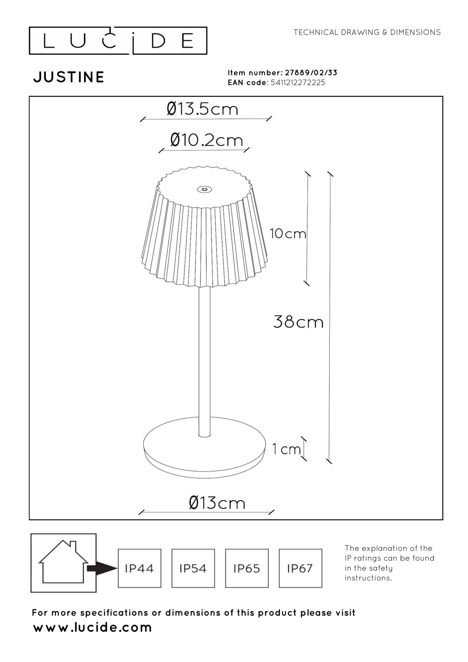 JUSTINE - Oplaadbare Tafellamp Binnen/Buiten - Accu/Batterij - LED Dimb. - 1x2W 2700K - IP54 - Met draadloos oplaadstation - Groen