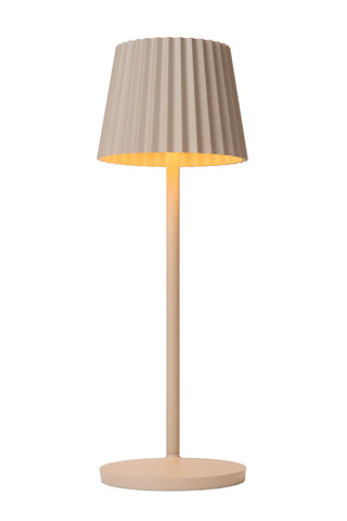 JUSTINE - Lampe de table rechargeable Intérieur/Extérieur - Batterie/Pile - LED Var. - 1x2W 2700K - IP54 - Avec station de charge sans fil - Beige