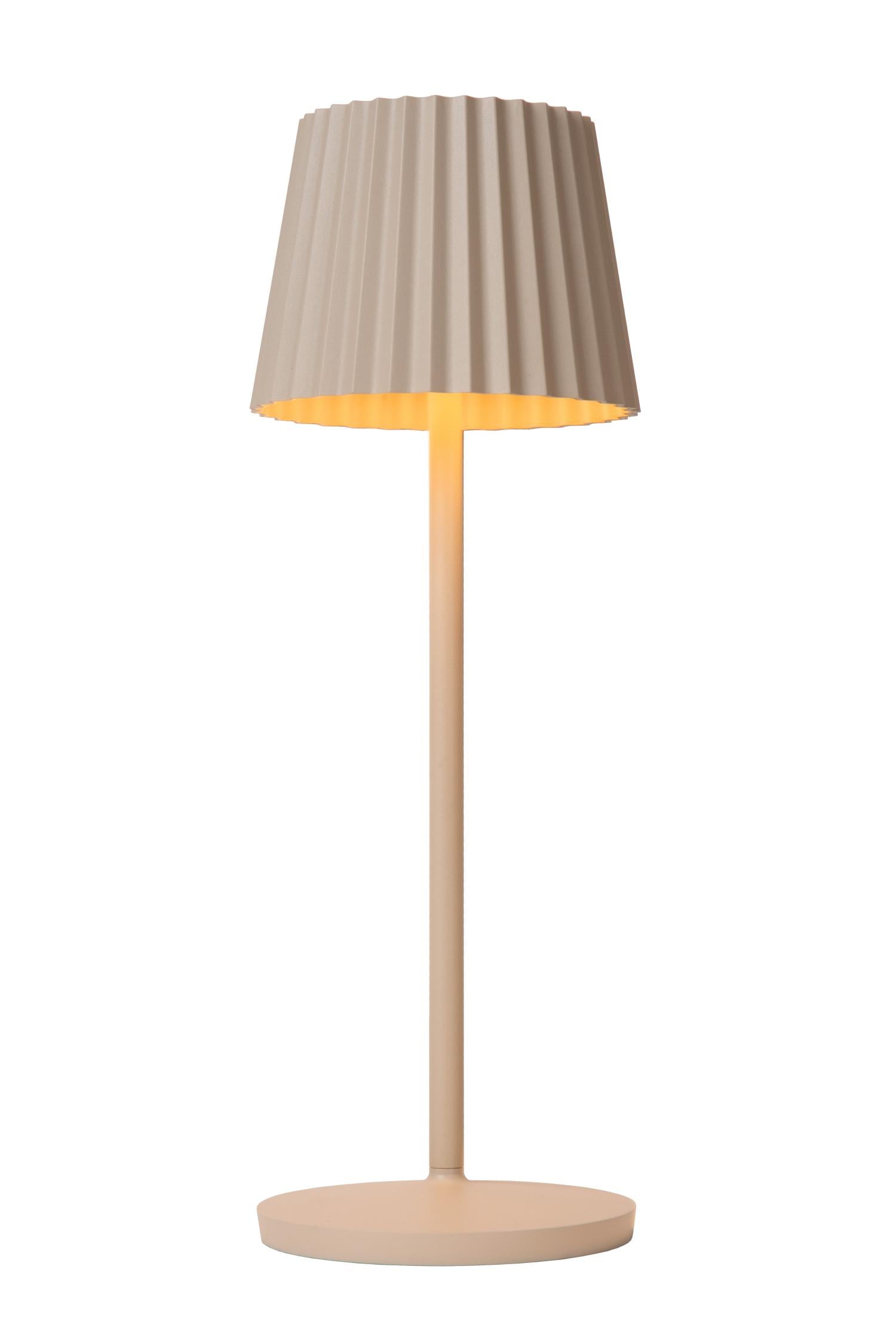 JUSTINE - Lampe de table rechargeable Intérieur/Extérieur - Batterie/Pile - LED Var. - 1x2W 2700K - IP54 - Avec station de charge sans fil - Beige