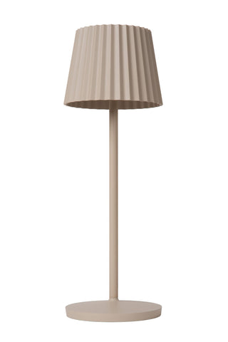 JUSTINE - Lampe de table rechargeable Intérieur/Extérieur - Batterie/Pile - LED Var. - 1x2W 2700K - IP54 - Avec station de charge sans fil - Beige