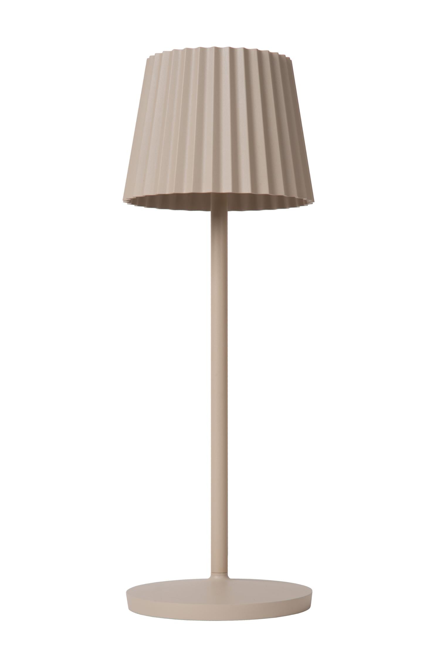 JUSTINE - Lampe de table rechargeable Intérieur/Extérieur - Batterie/Pile - LED Var. - 1x2W 2700K - IP54 - Avec station de charge sans fil - Beige