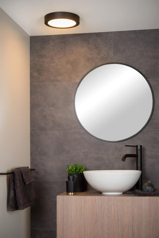 BRICE-LED - Ceiling light Bathroom - Ø 24 cm - LED Dimmable - 1x15W 3000K - IP44 - Black