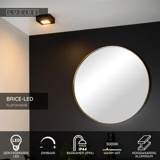 BRICE-LED - Ceiling light Bathroom - LED Dimmable - 1x8W 3000K - IP44 - Black