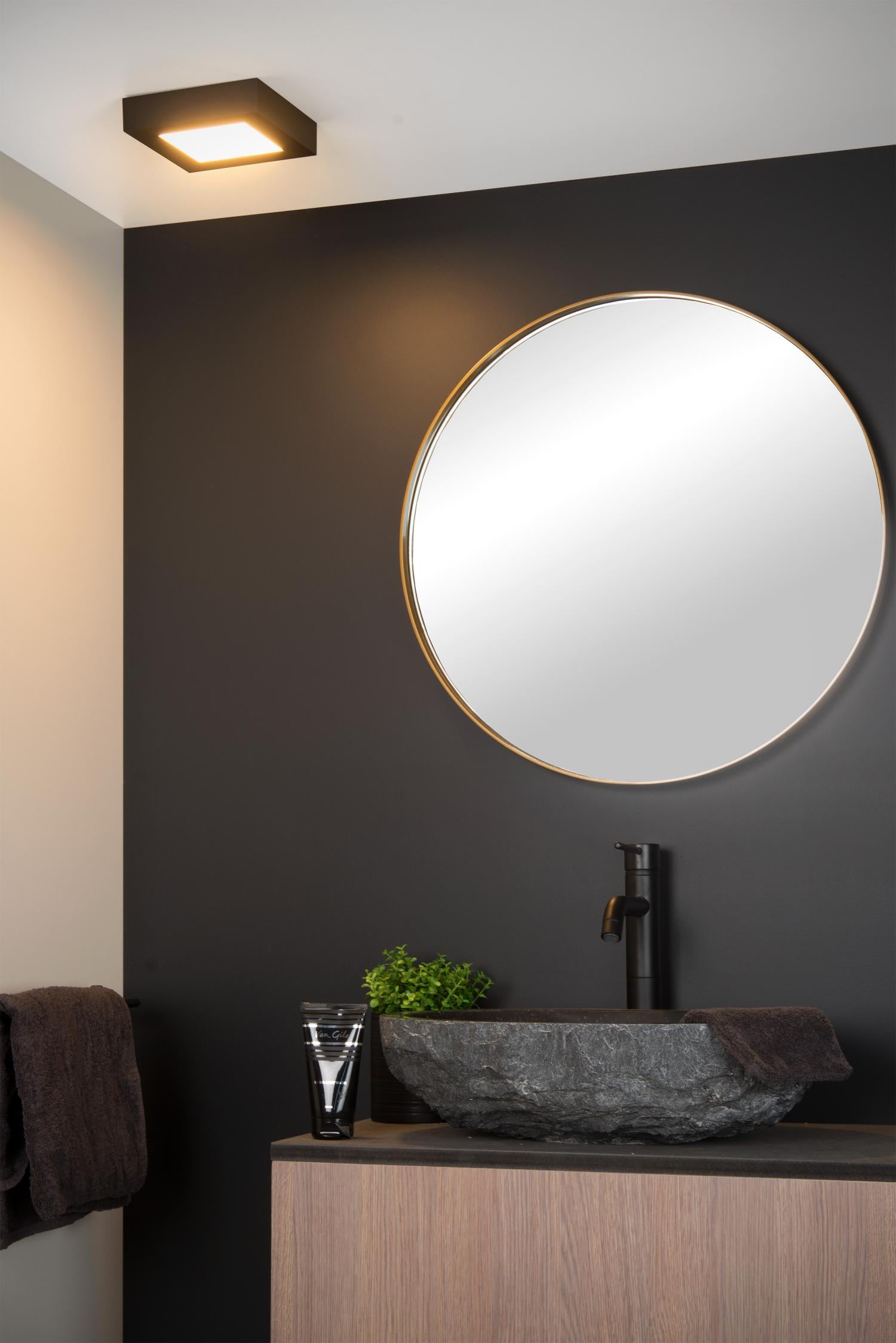 BRICE-LED - Ceiling light Bathroom - LED Dimmable - 1x15W 3000K - IP44 - Black