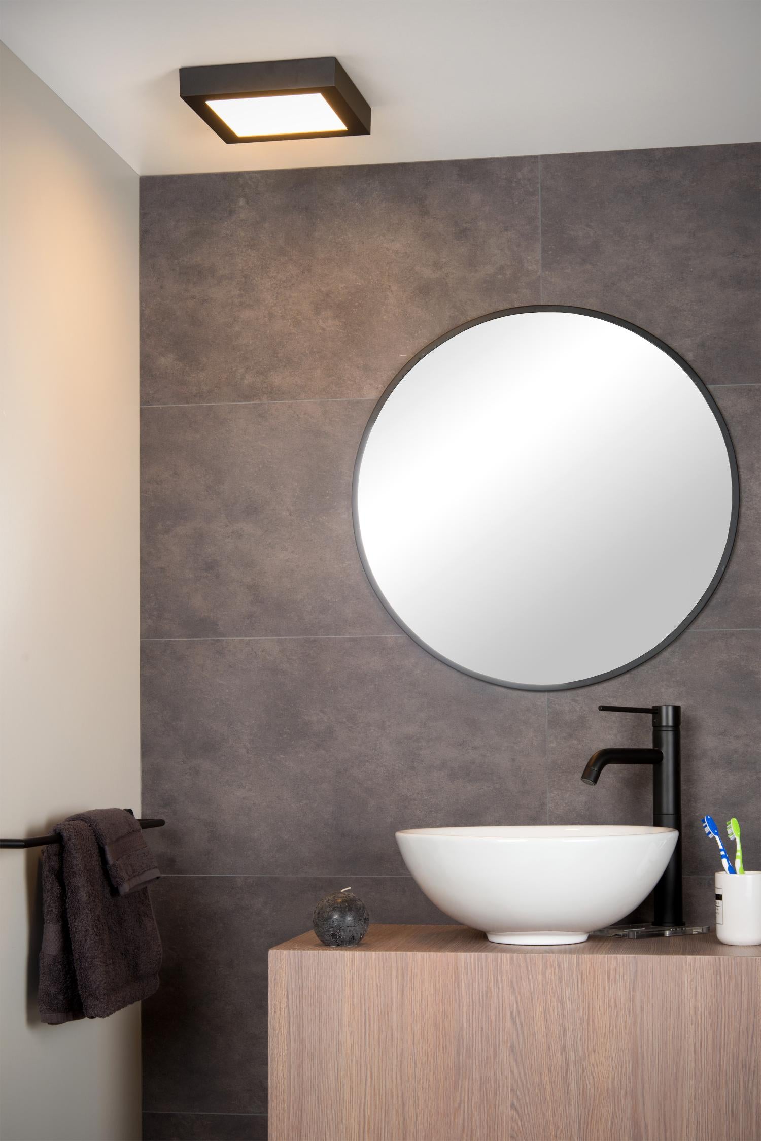 BRICE-LED - Ceiling light Bathroom - LED Dimmable - 1x22W 3000K - IP44 - Black