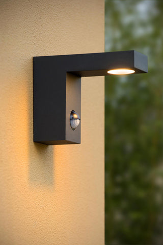 TEXAS-IR - Wall spot / Wall light Indoor/Outdoor - LED - 1x7W 3000K - IP54 - Motion & day/night sensor (can be switched off) - Anthracite
