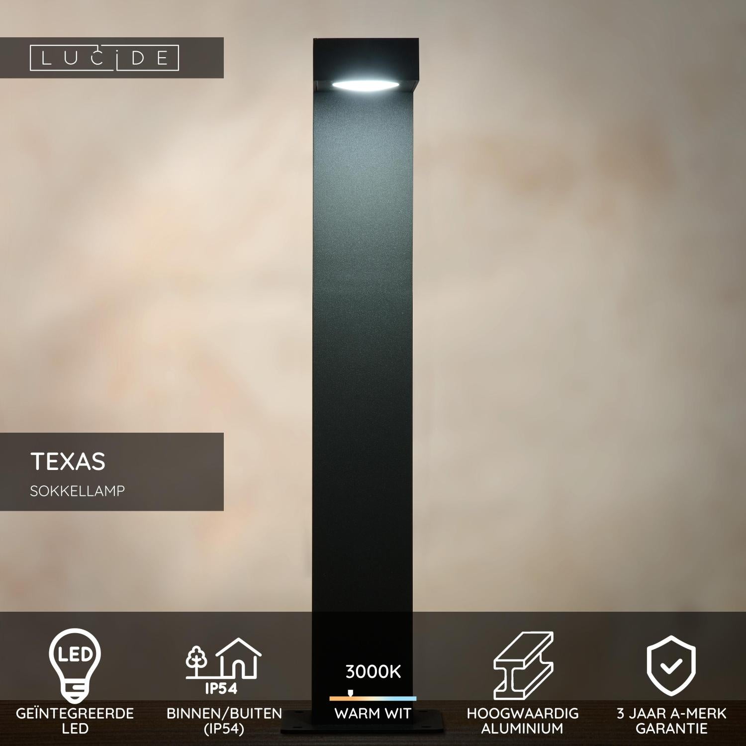 TEXAS - Lampe socle - LED - 1x8W 3000K - IP54 - Anthracite