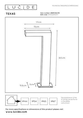 TEXAS - Lampe socle - LED - 1x7W 3000K - IP54 - Anthracite