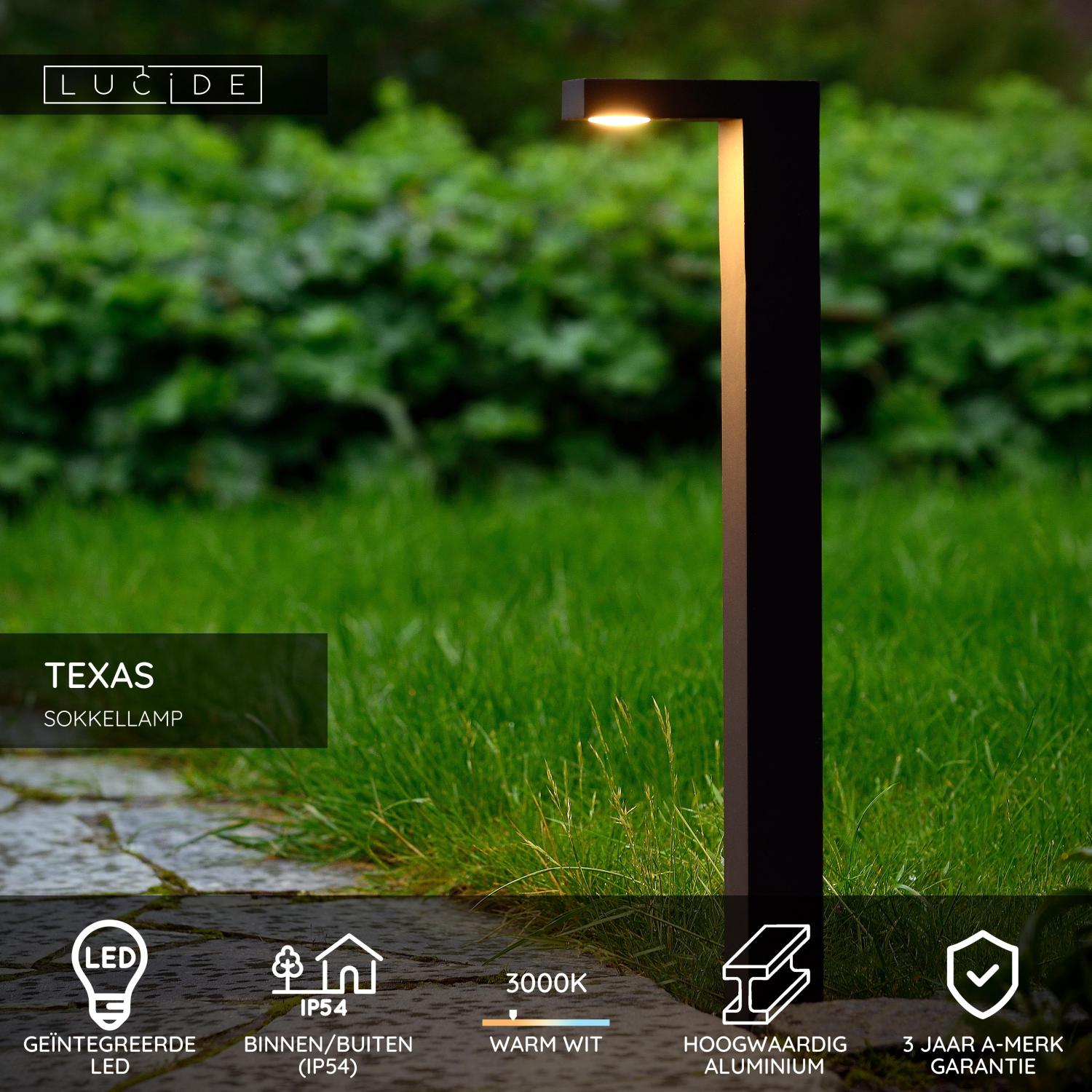 TEXAS - Lampe socle - LED - 1x7W 3000K - IP54 - Anthracite