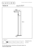 TEXAS-IR - Sokkellamp - LED - 1x7W 3000K - IP54 - Beweging & dag/nacht sensor (uitschakelbaar) - Antraciet