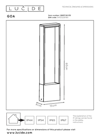 GOA - Lampe socle - LED - 1x10W 3000K - IP54 - Anthracite