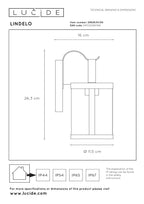 LINDELO - Wandlamp Binnen/Buiten - 1xE27 - IP23 - Zwart
