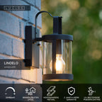 LINDELO - Wandlamp Binnen/Buiten - 1xE27 - IP23 - Zwart