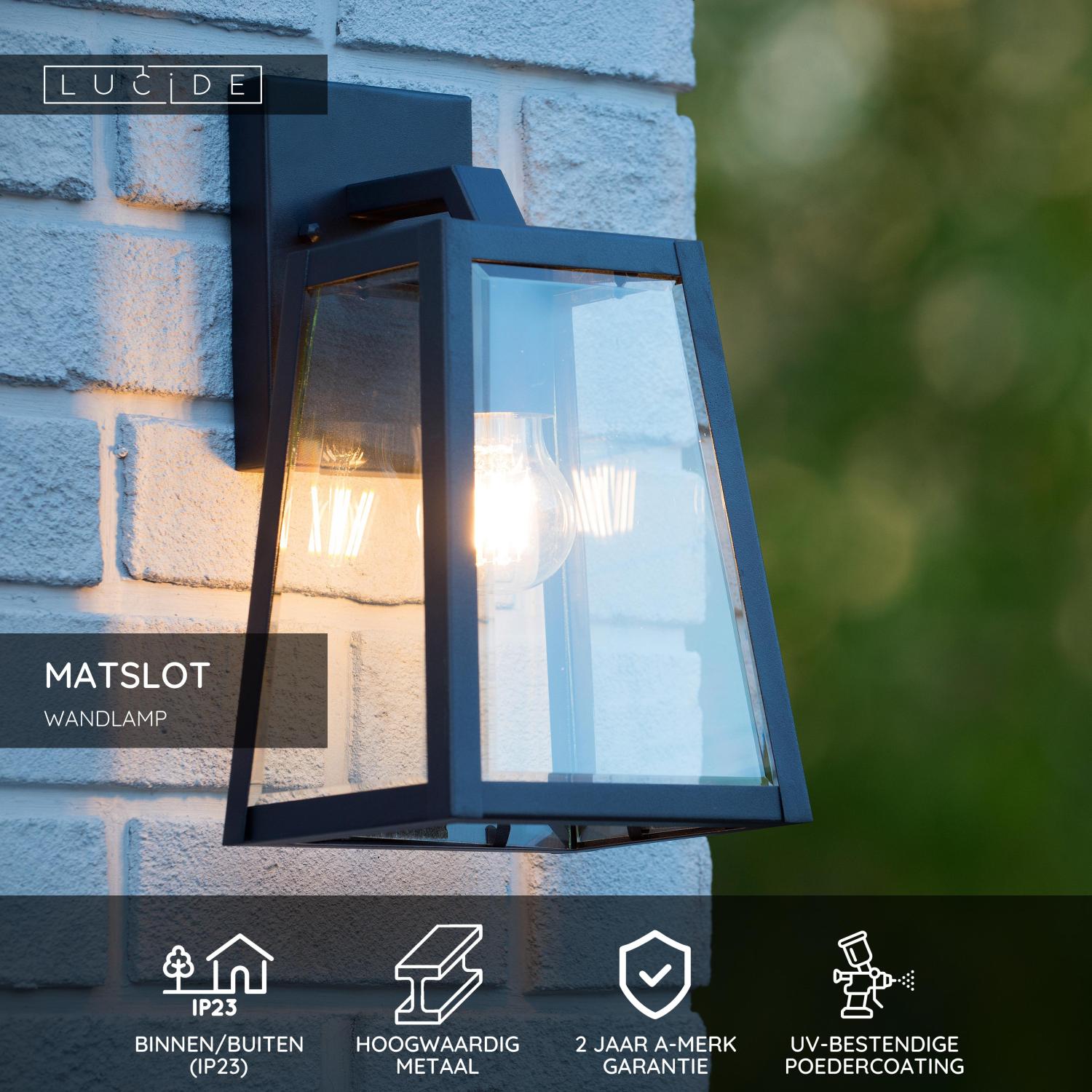 MATSLOT - Applique murale Intérieur/Extérieur - 1xE27 - IP23 - Noir