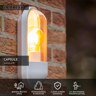 CAPSULE - Wandlamp Binnen/Buiten - 1xE27 - IP54 - Wit