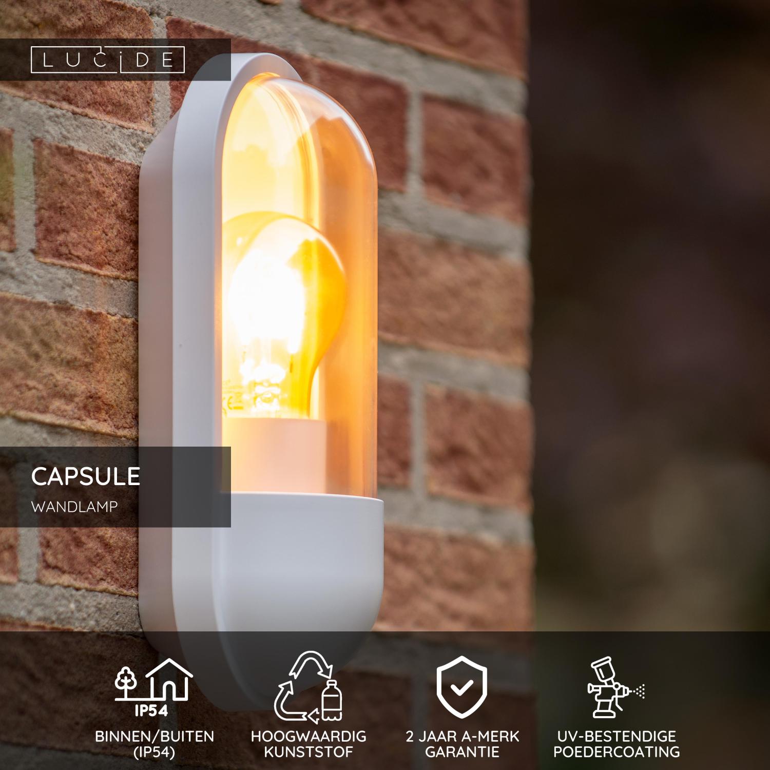 CAPSULE - Wandlamp Binnen/Buiten - 1xE27 - IP54 - Wit