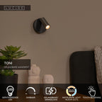 TONI - Oplaadbare Wandspot / Wandlamp - Accu/Batterij - Ø 8,1 cm - LED Dimb. - CCT - 1x2W 2700K/4000K - Magnetisch - Grijs ijzer
