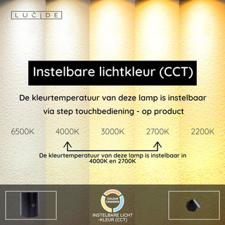 TONI - Oplaadbare Wandspot / Wandlamp - Accu/Batterij - Ø 8,1 cm - LED Dimb. - CCT - 1x2W 2700K/4000K - Magnetisch - Grijs ijzer
