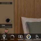 TONI - Oplaadbare Wandspot / Wandlamp - Accu/Batterij - Ø 8,1 cm - LED Dimb. - CCT - 1x2W 2700K/4000K - Magnetisch - Zwart