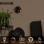 TONI - Oplaadbare Wandspot / Wandlamp - Accu/Batterij - Ø 8,1 cm - LED Dimb. - CCT - 1x2W 2700K/4000K - Magnetisch - Koffie