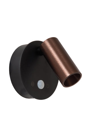 TONI - Spot mural / Applique murale rechargeable - Batterie/Pile - Ø 8,1 cm - LED Var. - CCT - 1x2W 2700K/4000K - Détecteur de mouvement (désactivable) - Magnétique - Café