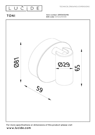TONI - Spot mural / Applique murale rechargeable - Batterie/Pile - Ø 8,1 cm - LED Var. - CCT - 1x2W 2700K/4000K - Détecteur de mouvement (désactivable) - Magnétique - Café