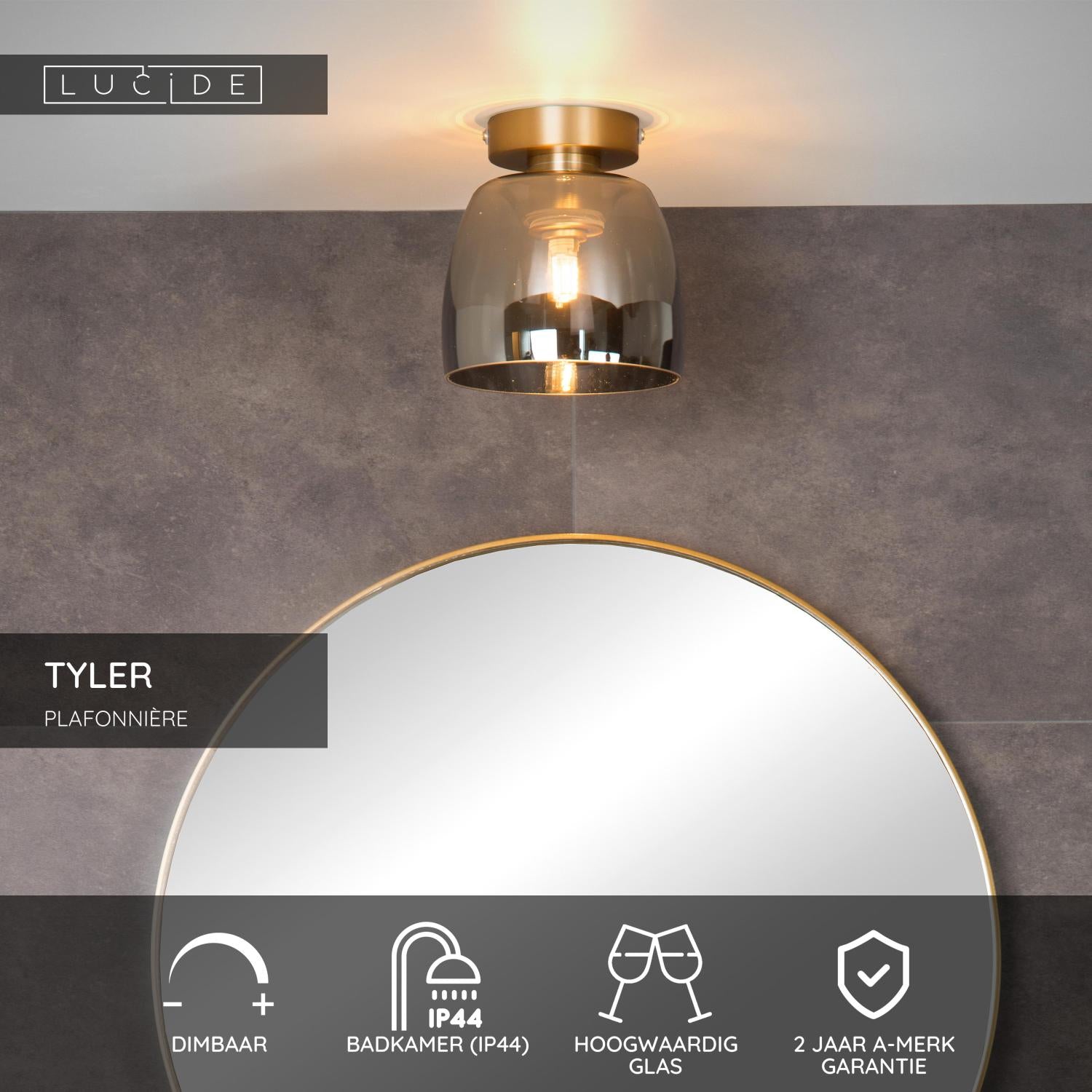 TYLER - Plafonnier Salle de bain - Ø 16,1 cm - 1xG9 - IP44 - Or mat / Laiton