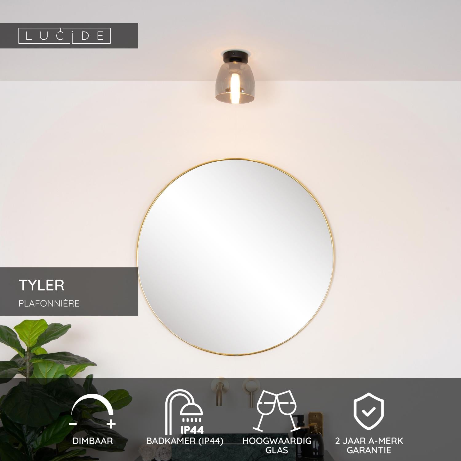 TYLER - Plafonnière Badkamer - Ø 16,1 cm - 1xG9 - IP44 - Zwart