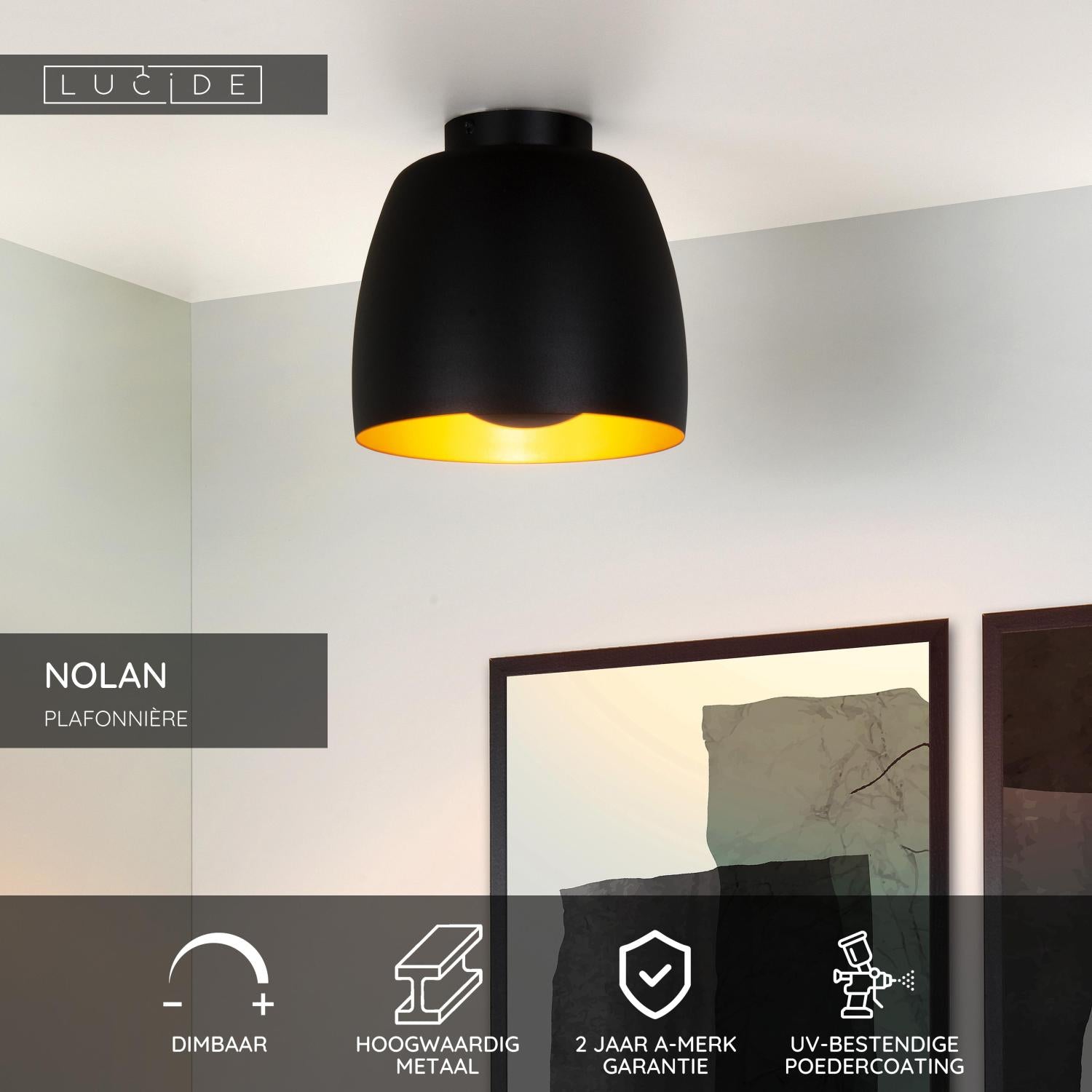 NOLAN - Plafonnier - Ø 24 cm - 1xE27 - Noir