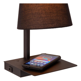 GREGORY - Bedlamp / Wandlamp - 1xE27 - Met USB oplaadpunt - Zwart