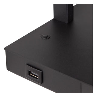 GREGORY - Bedlamp / Wandlamp - 1xE27 - Met USB oplaadpunt - Zwart