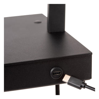 GREGORY - Bedlamp / Wandlamp - 1xE27 - Met USB oplaadpunt - Zwart