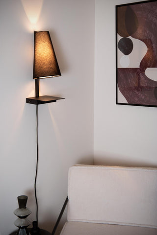 GREGORY - Bedlamp / Wandlamp - 1xE27 - Met USB oplaadpunt - Zwart