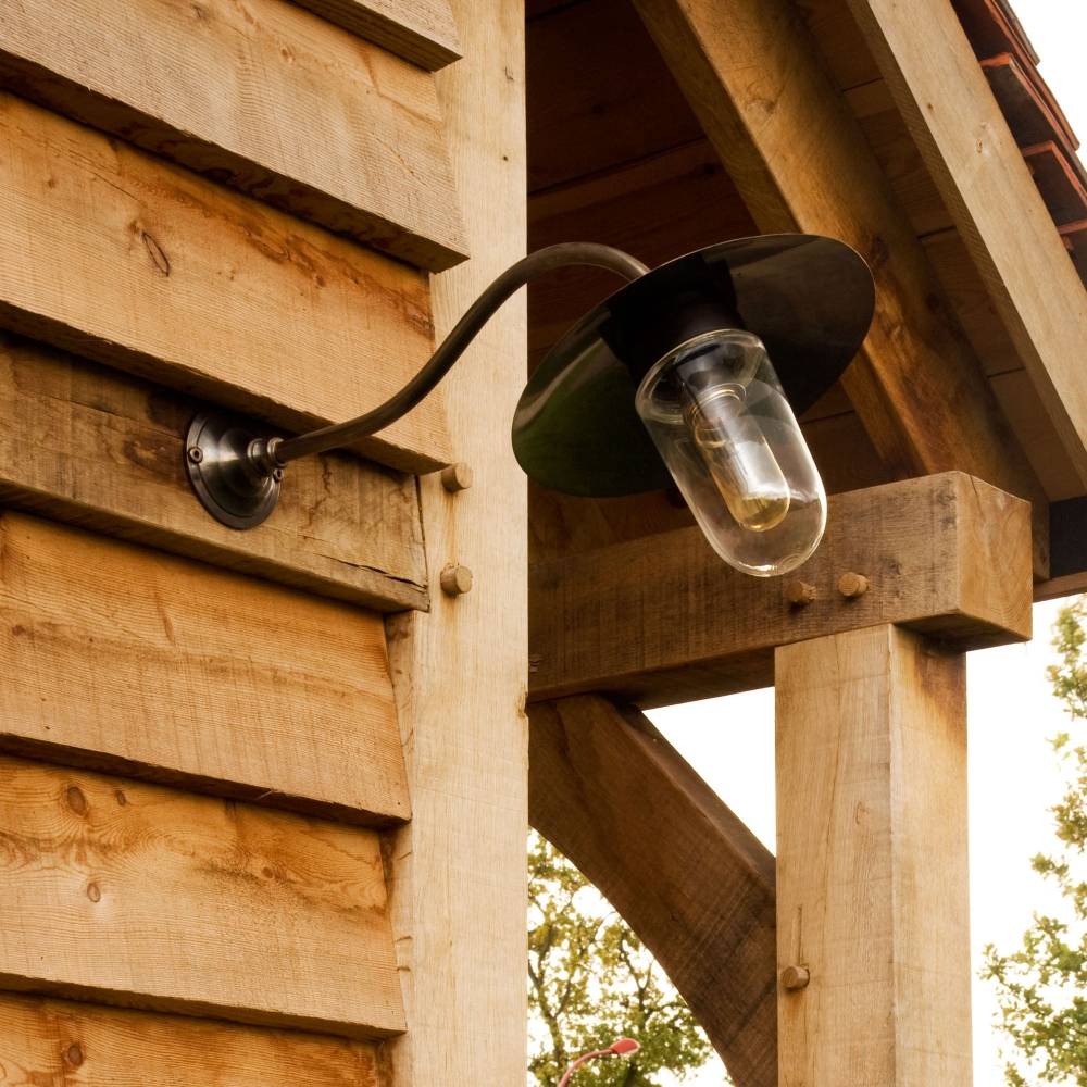 Wandlamp buiten Elébase Wall 45°, geborsteld nikkel