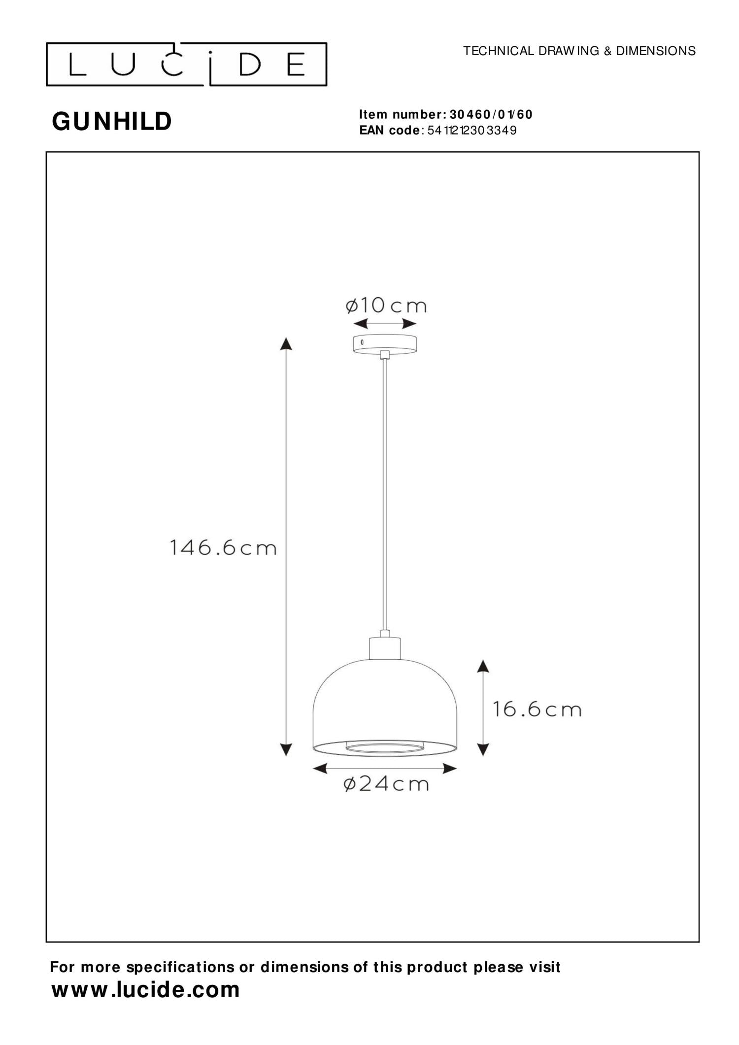 GUNHILD - Suspension - Ø 24 cm - 1xE27 - Transparent