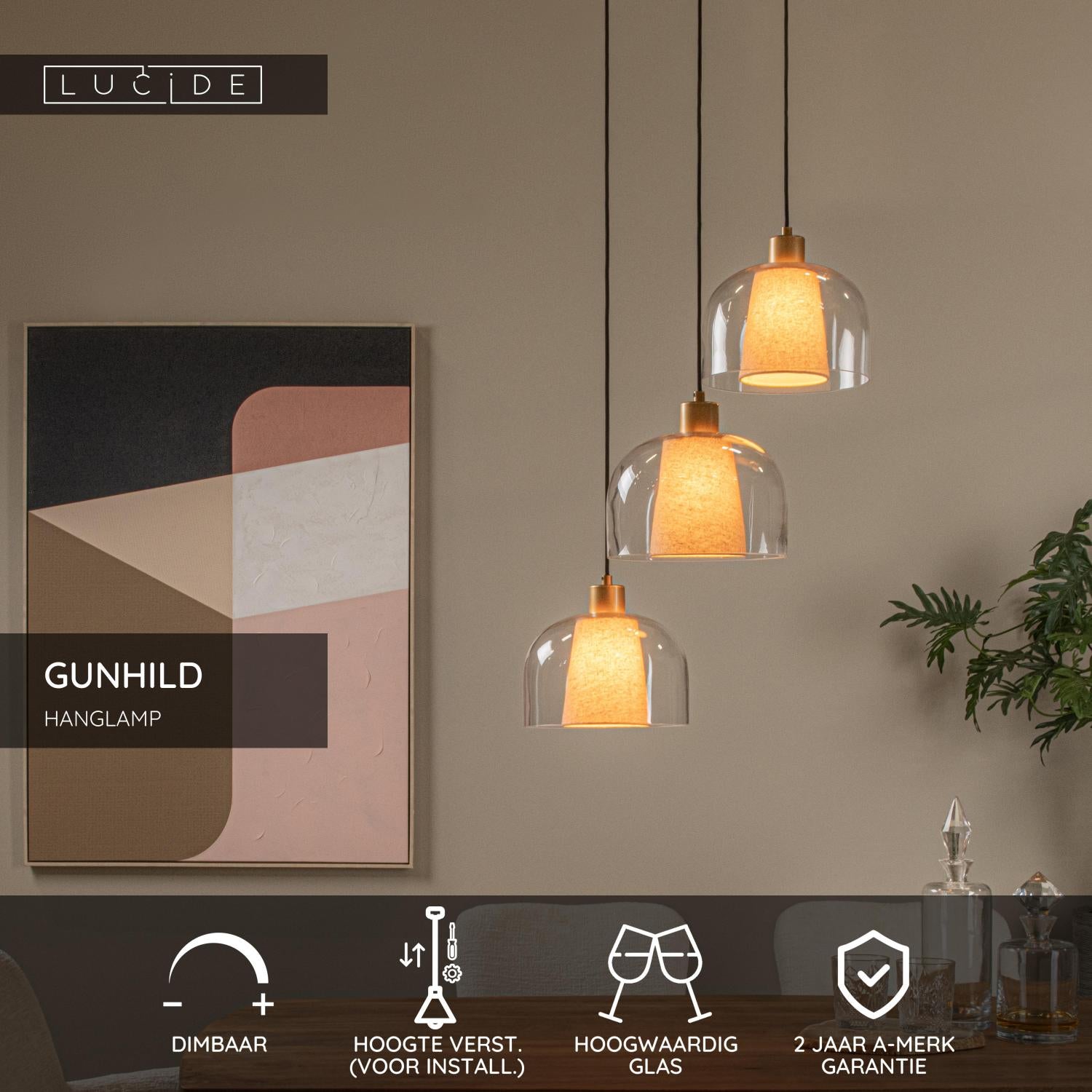 GUNHILD - Suspension - 3xE27 - Transparent