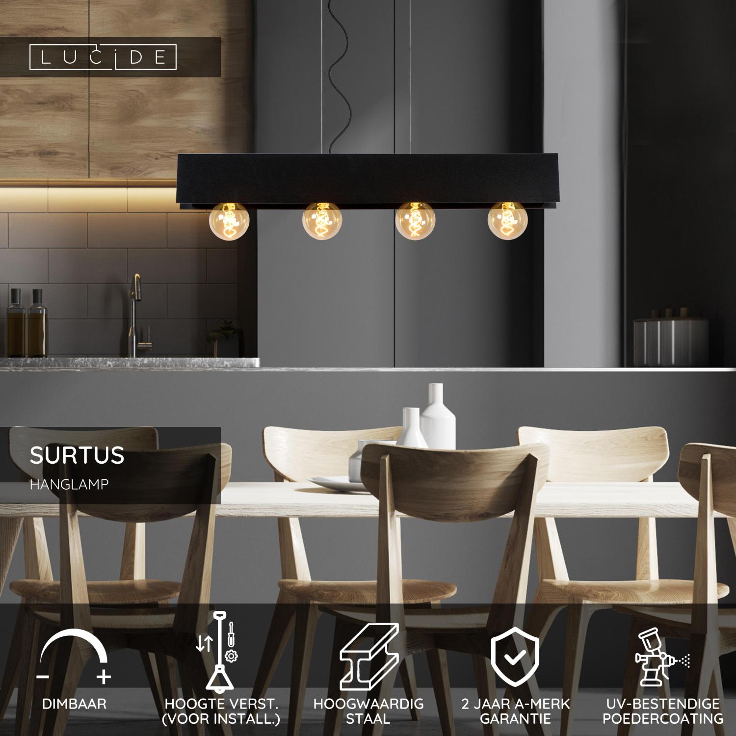SURTUS - Pendant light - 4xE27 - Black